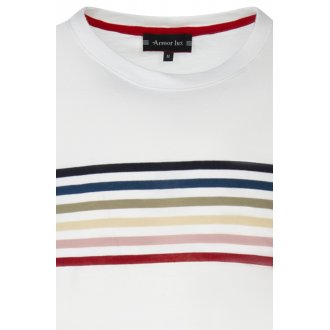 T-shirt col rond Armor Lux en coton manches courtes blanc rayé