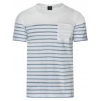 T-shirt col rond Armor Lux en coton manches courtes blanc rayé