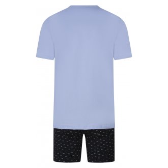 Pyjama court Eden Park en coton bleu avec manches courtes et col V