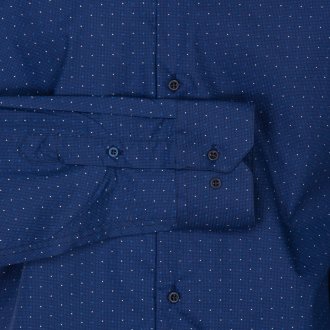 Chemise ajustée Bande Originale en coton bleu marine à pois avec col américain