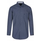 Chemise ample Bande Originale en coton avec manches longues et col à bouton caché bleue imprimé géométrique