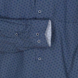 Chemise ample Bande Originale en coton avec manches longues et col à bouton caché bleue imprimé géométrique