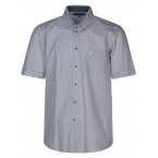 Chemise ample Bande Originale coton avec manches courtes et col à bouton caché bleu imprimé géométrique