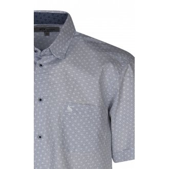 Chemise ample Bande Originale coton avec manches courtes et col à bouton caché bleu imprimé géométrique