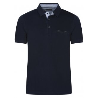 Polo en coton maille piquée Cardin Sportswear avec manches courtes et col boutonné bleu marine