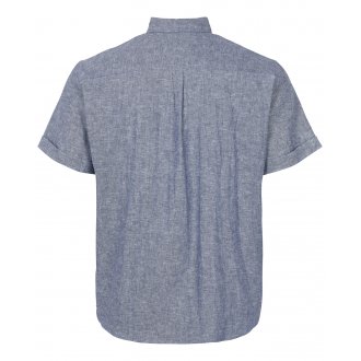 Chemise à manches courtes avec un col français North 56°4 en coton et lin mélangé bleu ciel