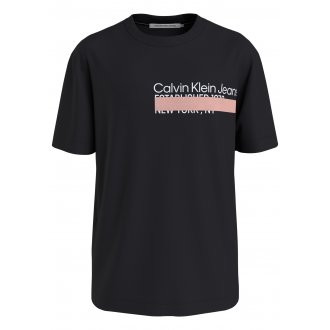 T-shirt col rond Calvin Klein en coton avec manches courtes noir