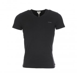 Tee-shirt Diesel col V en coton stretch noir