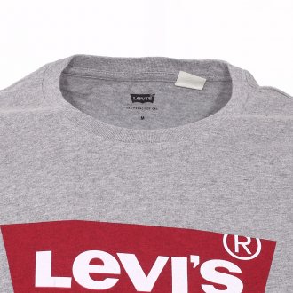 Tee-shirt col rond Levi's® Housemark en coton gris clair floqué du logo en rouge