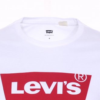 Tee-shirt col rond Levi's® Housemark en coton blanc floqué du logo en rouge