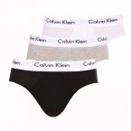 Lot de 3 slips Calvin Klein en coton stretch noir, blanc et gris chiné