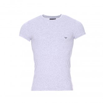 Tee-shirt col rond Emporio Armani en coton gris chiné