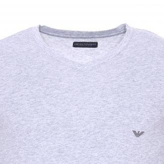 Tee-shirt col V Emporio Armani en coton gris chiné