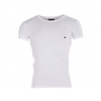 Tee-shirt col rond Blanc Emporio Armani en coton, logo noir