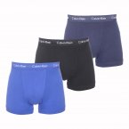 Lot de 3 boxers longs Calvin Klein en coton stretch bleu marine, noir et bleu roi
