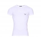 Tee-shirt col rond Emporio Armani en coton stretch blanc floqué 