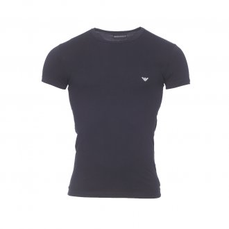 Tee-shirt col rond Emporio Armani en coton stretch noir floqué au dos
