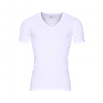 Tee-shirt col V Edouard Mariner en coton blanc 