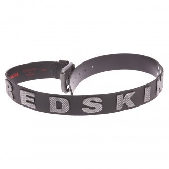 Ceinture Data Redskins en cuir noir, lettres Redskins en métal sur le pourtour