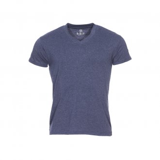 Tee-shirt col V Babel Christian Cane en coton mélangé stretch bleu marine