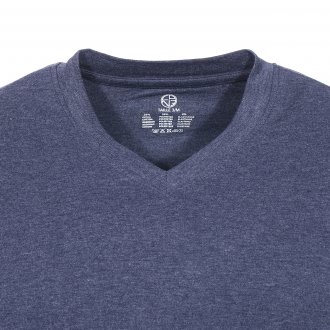 Tee-shirt col V Babel Christian Cane en coton mélangé stretch bleu marine