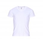 Tee-shirt col V Bastia Christian Cane en coton stretch blanc