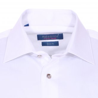 Chemise cintrée Méadrine en coton blanc à boutons argentés