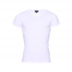 Tee-shirt à col v Eden Park en coton stretch blanc