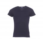 Tee-shirt à col v Eden Park en coton stretch bleu marine