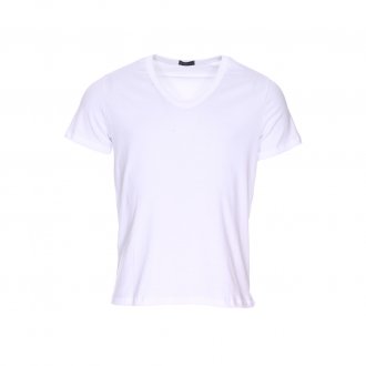 Tee-shirt col V Eminence L'Optimum en coton blanc, tissu français