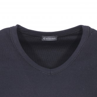Tee-shirt col V Eminence L'Optimum en coton noir, tissu français