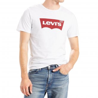 Tee-shirt col rond Levi's® Housemark en coton blanc floqué du logo en rouge