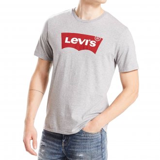 Tee-shirt col rond Levi's Housemark en coton gris clair floqué du logo en rouge