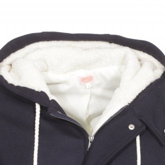 Manteau zippé à capuche Armor Lux Héritage en laine mélangée bleu marine