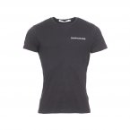Tee-shirt slim col rond Calvin Klein Jeans Chest Institutional en coton noir floqué en blanc