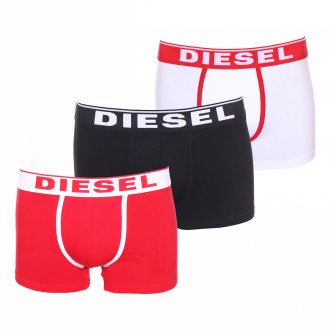 Lot de 3 boxers Diesel Damien en coton stretch blanc, rouge et noir