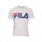 Tee-shirt col rond Fila Classic Logo en coton mélangé gris clair chiné floqué