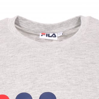 Tee-shirt col rond Fila Classic Logo en coton mélangé gris clair chiné floqué