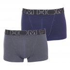 Lot de 2 boxers ouverts HO1 HOM en coton stretch bleu marine et gris anthracite