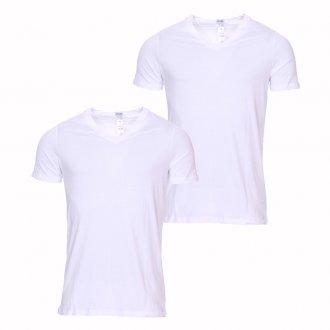 Lot de 2 tee-shirts col V Hom Essentiel Daily cotton blanc
