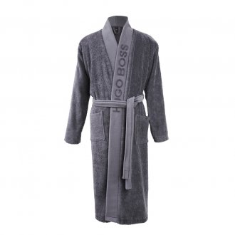 Kimono Hugo Boss Plain en coton éponge gris anthracite