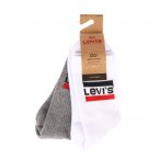 Lot de 2 paires de chaussettes épaisses Levi's en coton mélangé blanc et gris chiné brodées