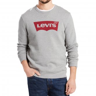 Sweat Levi's® Graphic Crew en coton mélangé gris chiné floqué en rouge