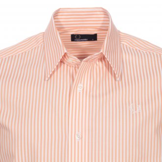 Chemise droite manches courtes Fred Perry en coton à rayures verticales orange et blanches