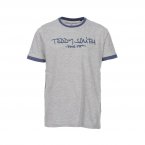 Tee-shirt col rond Teddy Smith Junior Ticlass en coton gris chiné floqué en bleu pétrole