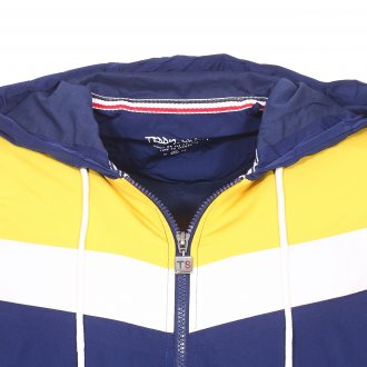 Veste coupe-vent à capuche Teddy Smith B-Snatch à opposition de couleurs bleu indigo, jaune et blanche