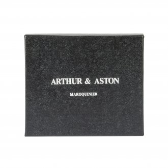 Portefeuille italien 3 volets Arthur & Aston en cuir noir