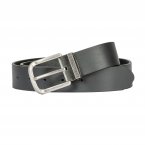 Coffret cadeau : ceinture ajustable Redskins Goffre en croûte de cuir de buffle noire avec 2 boucles