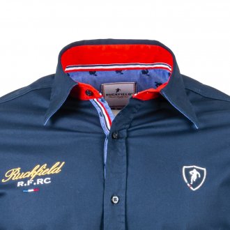 Chemise ajustée manches longues Ruckfield French rugby club en coton stretch bleu marine
