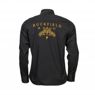 Chemise ajustée manches longues Ruckfield Maison de rugby en coton noir